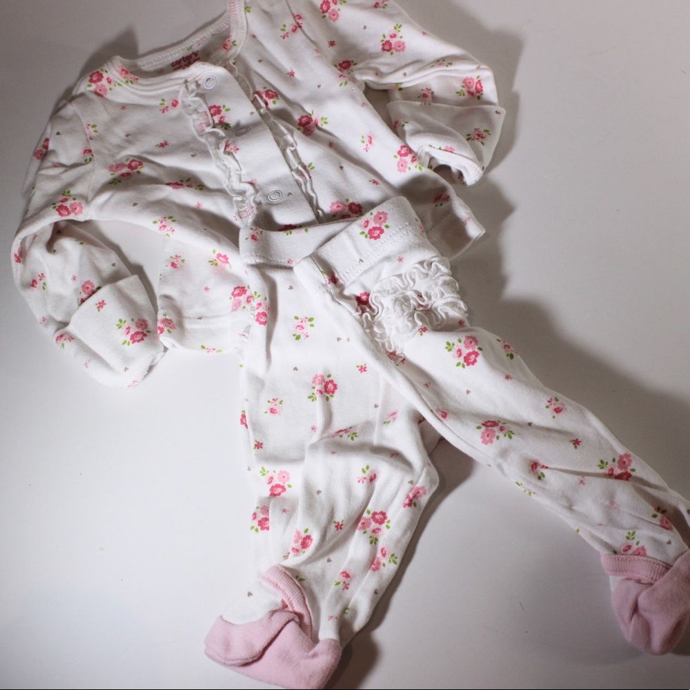 CARTERS (4) Newborn Sleeper Footies Pyjama Lot Size Newborn New Born NB - Picture 6 of 11